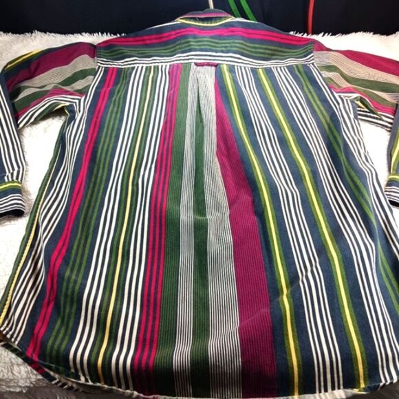 Vintage 90’s Ivy Crew Classics Green Stripe Long Sleeve Button Down Top Men’s L. - Picture 9 of 9